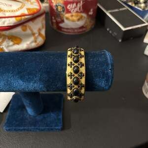 Banana Republic Ivory Enamel and Black Cabochon Hinge Bracelet